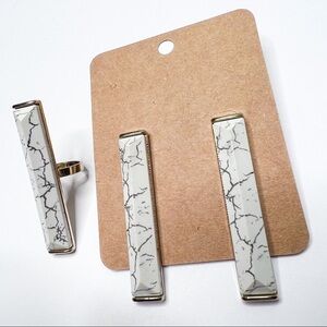 Marble Set of Earrings & Ring